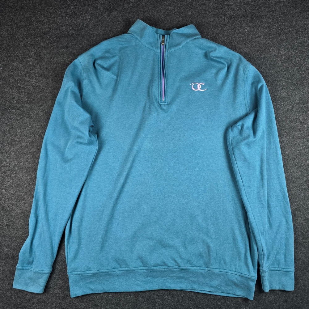 Peter Millar Men's Turquoise 1/4 Zip Pullover Sweatshirt Golf Prep Size XL